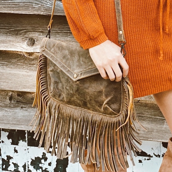 Fringed Leather Bag - Picture 2 of 4